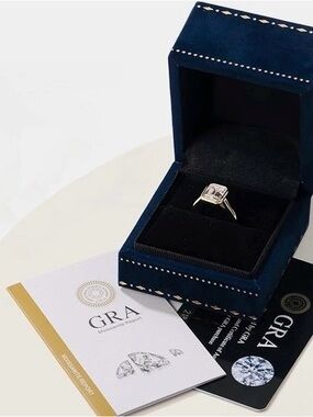 4CT Emerald-Cut Moissanite Solitaire Ring - Gold / Solid Sterling Silver 925